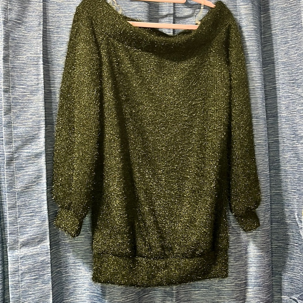 Boatneck or off shoulder sparkly sweater